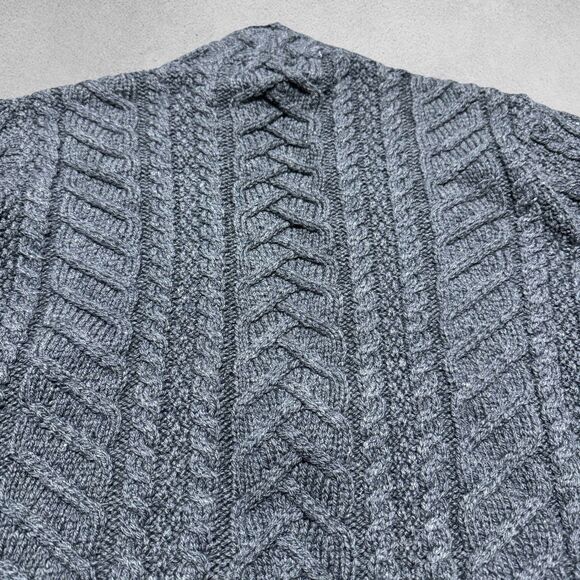 Aran Crafts Ireland Womens Soft Merino Wool Cardigan Sweater L Grey Cable Knit - Picture 6 of 7